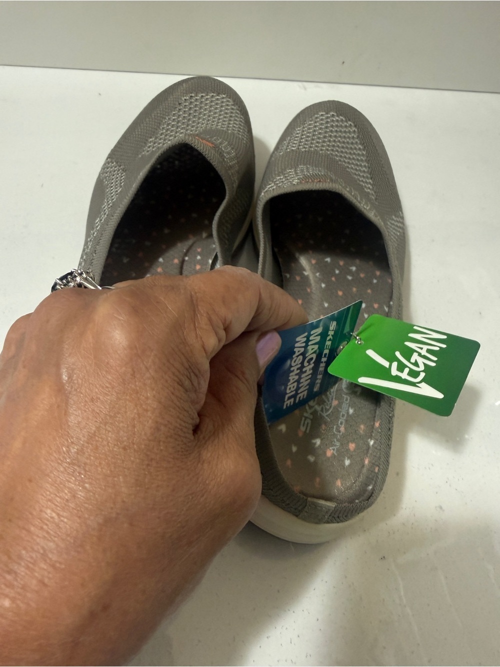 Skechers Slip-On Knit Walking Shoes - Taupe - Picture 7 of 9